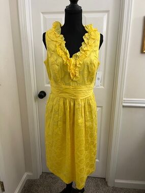 NWT! Sandra Darren Yellow Textured Size 10 Dress